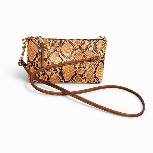 Calvin Klein Handbags - Calvin Klein Snake-Embossed Crossbody Bag Tan Brown | Small